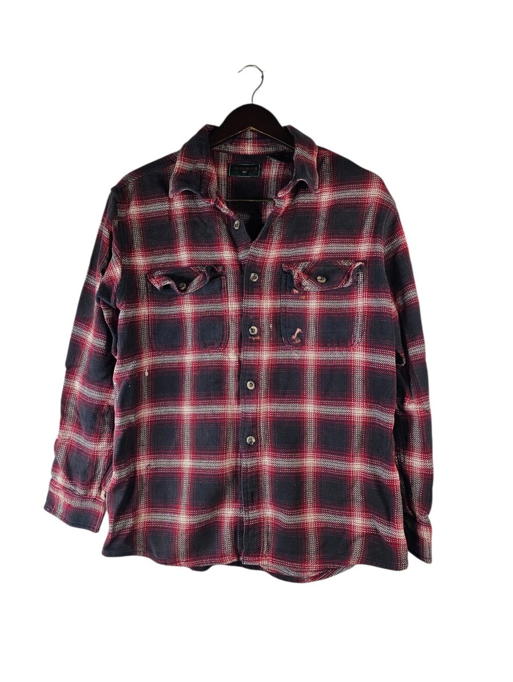 Field & Stream 1871 Men's M Red Black Plaid Flannel Shirt Heavyweight Cotton